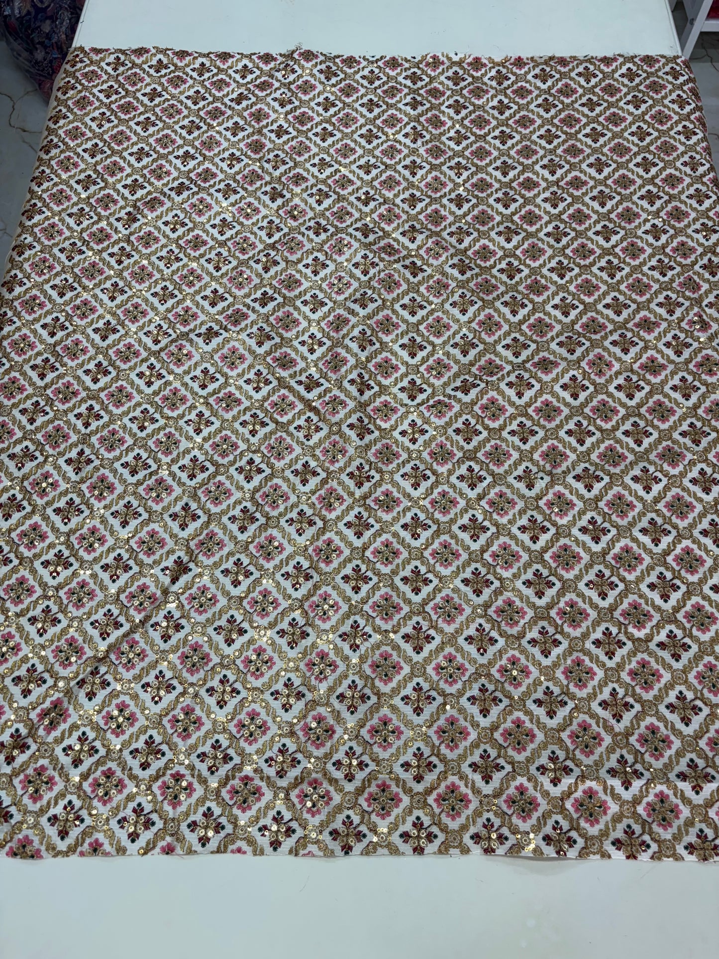 Raw Silk Blouse Fabric (HSSB7, Heavy Embroidery Work)