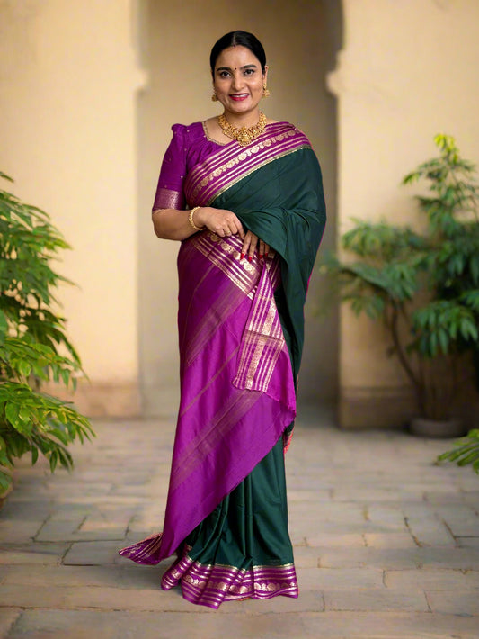 Semi Mysore Crepe (Mushroom Sequence Medium Border)