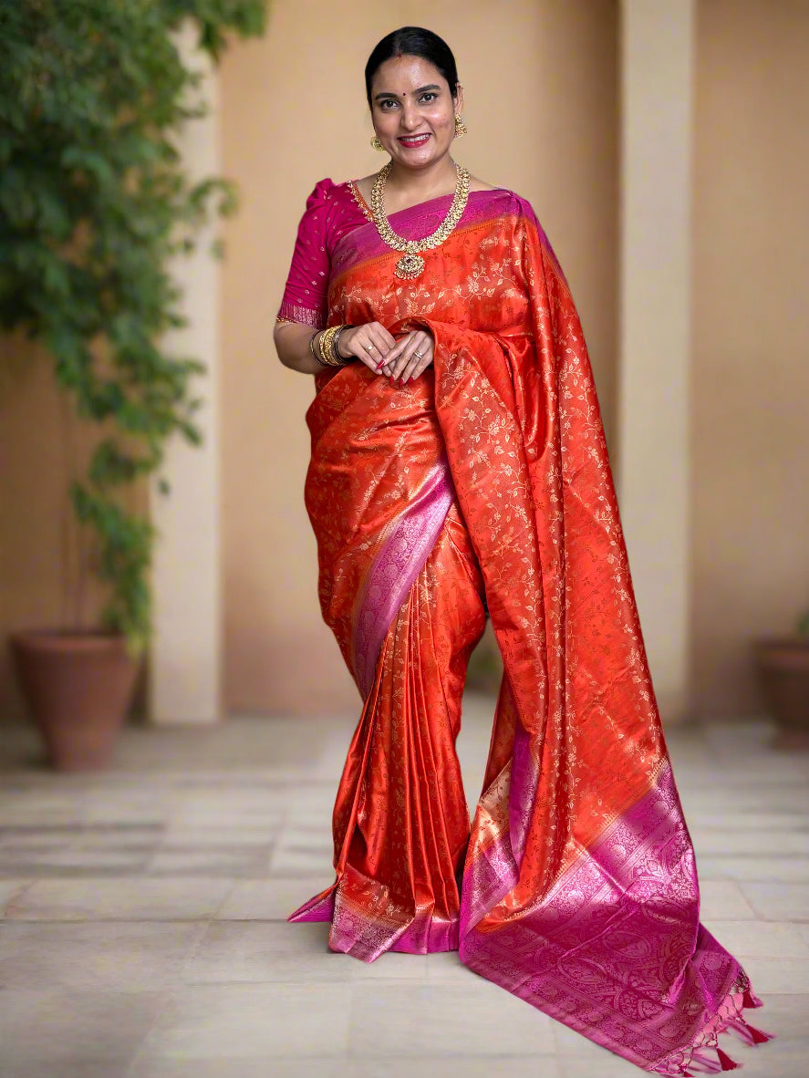 Banarasi Satin (Premium, Contrast, Jal with Rich Pallu)