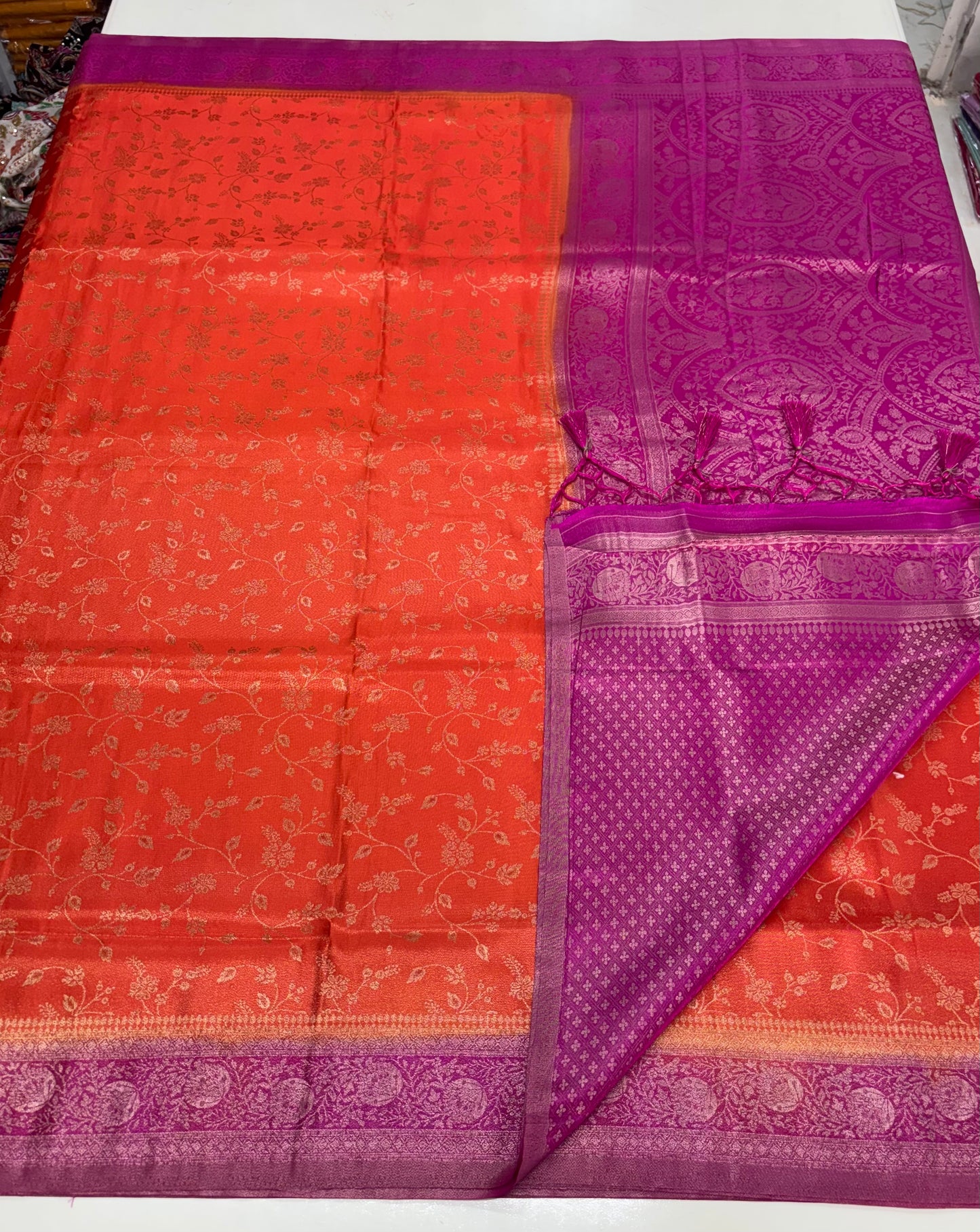 Banarasi Satin (Premium, Contrast, Jal with Rich Pallu)