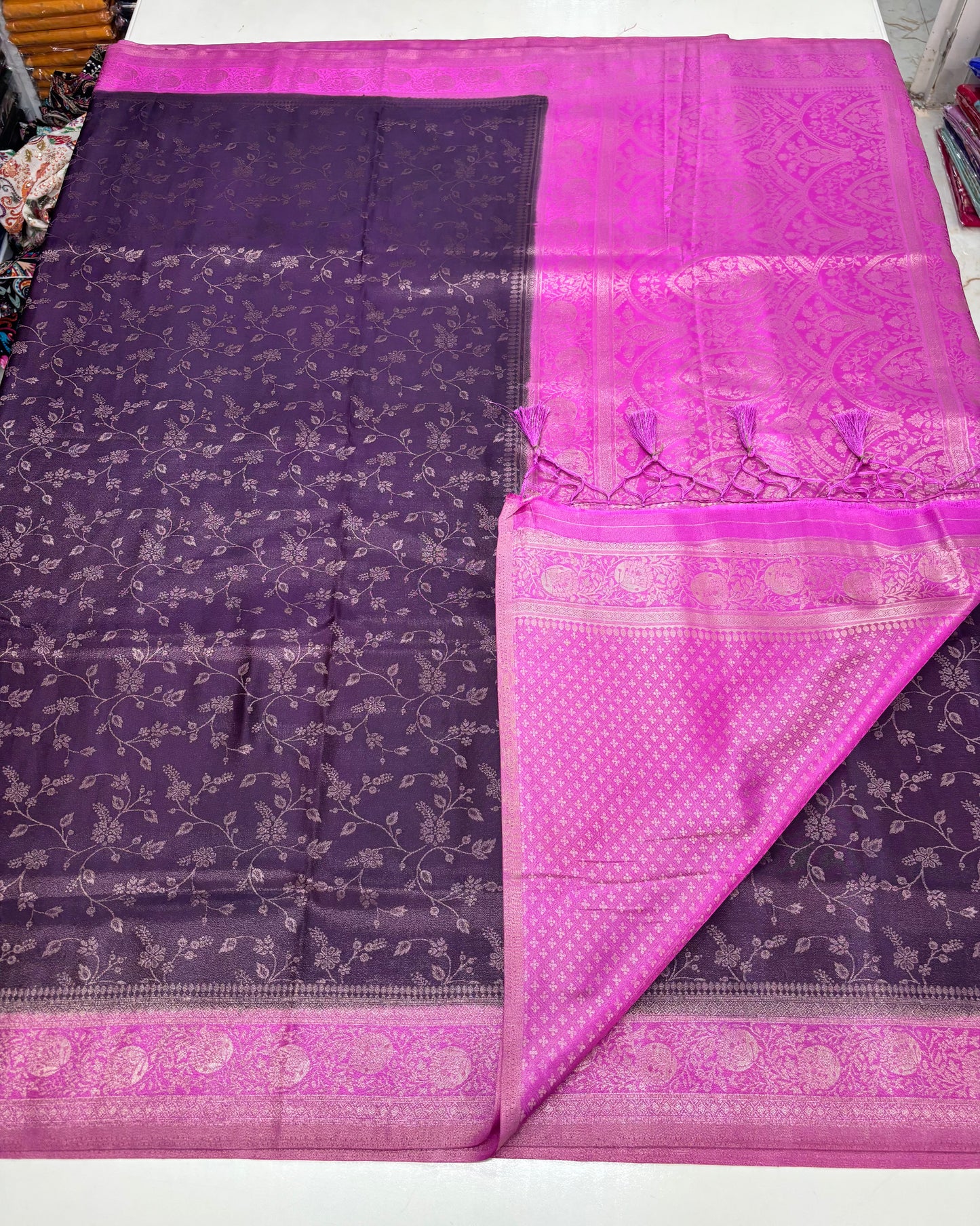 Banarasi Satin (Premium, Contrast, Jal with Rich Pallu)