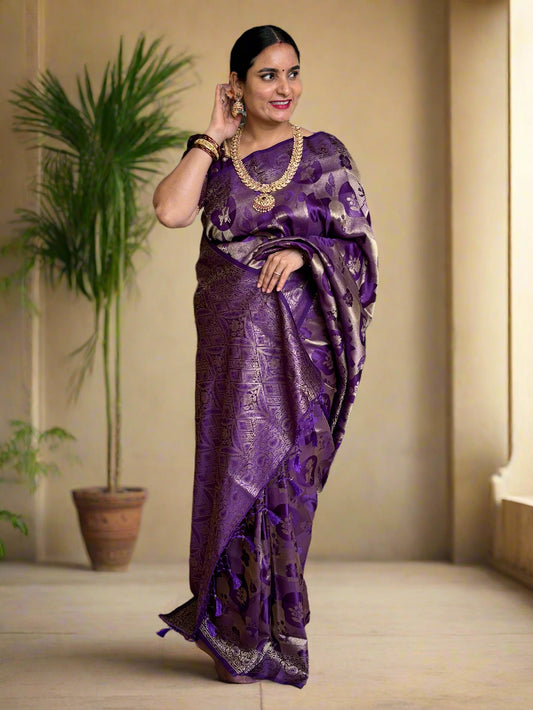 Satin Saree (Premium, Abstract and Floral Body Design)