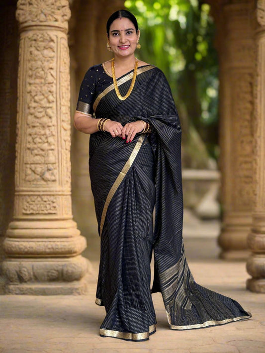 Semi Mysore Crepe (Horizontal Lines and Small Border)