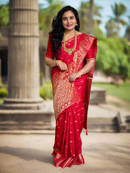 Viscose Silk Saree (Elephant Motifs and Border)