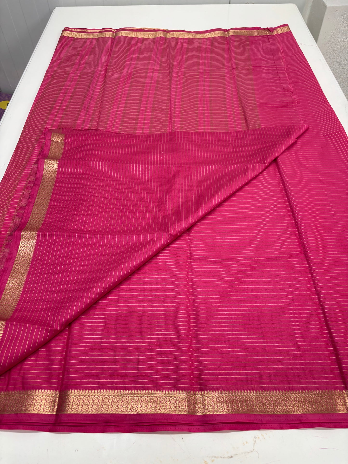 Semi Mysore Crepe (Horizontal Lines and Small Border)
