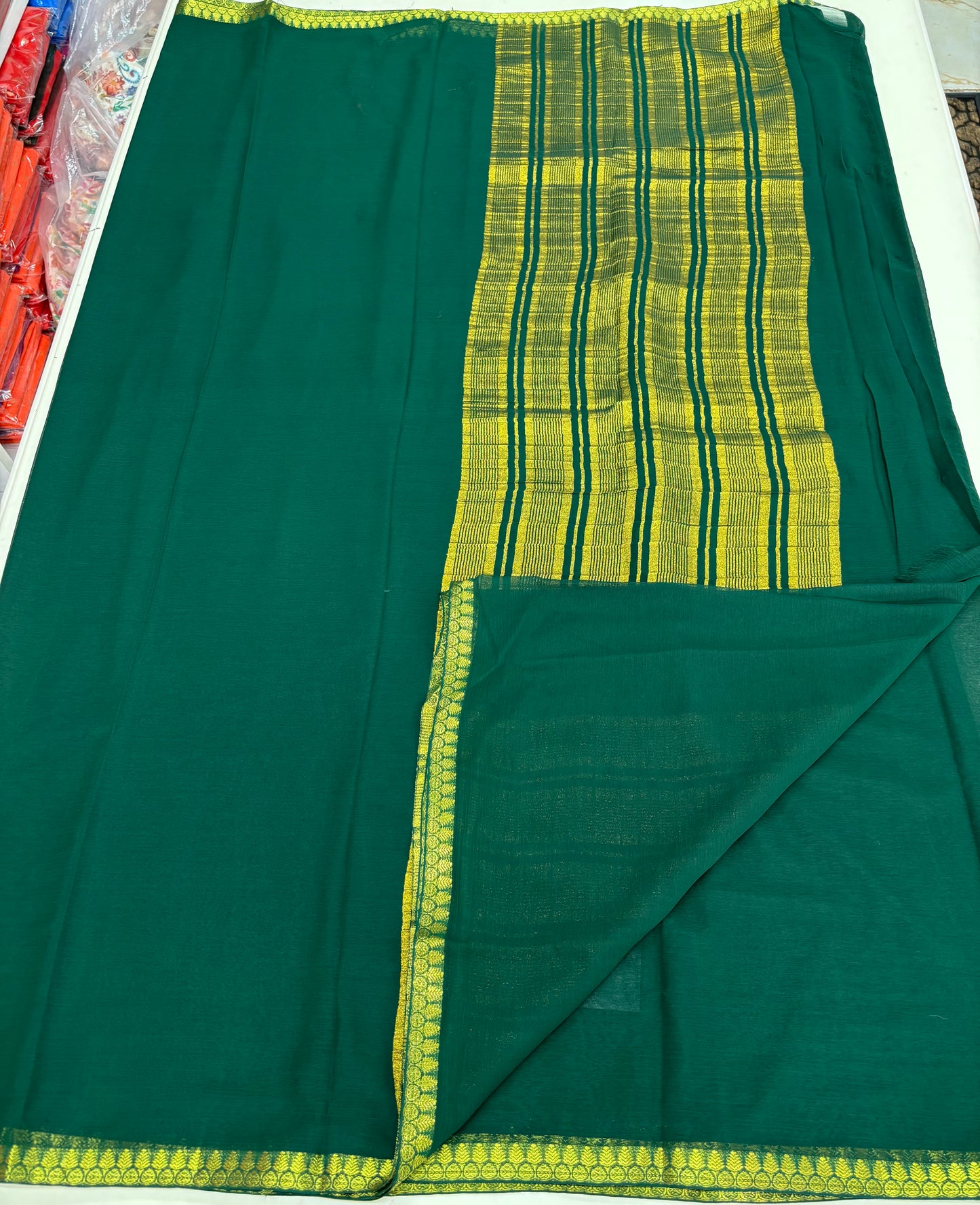 Crushed Chiffon (Self, 1 inch Golden Border)