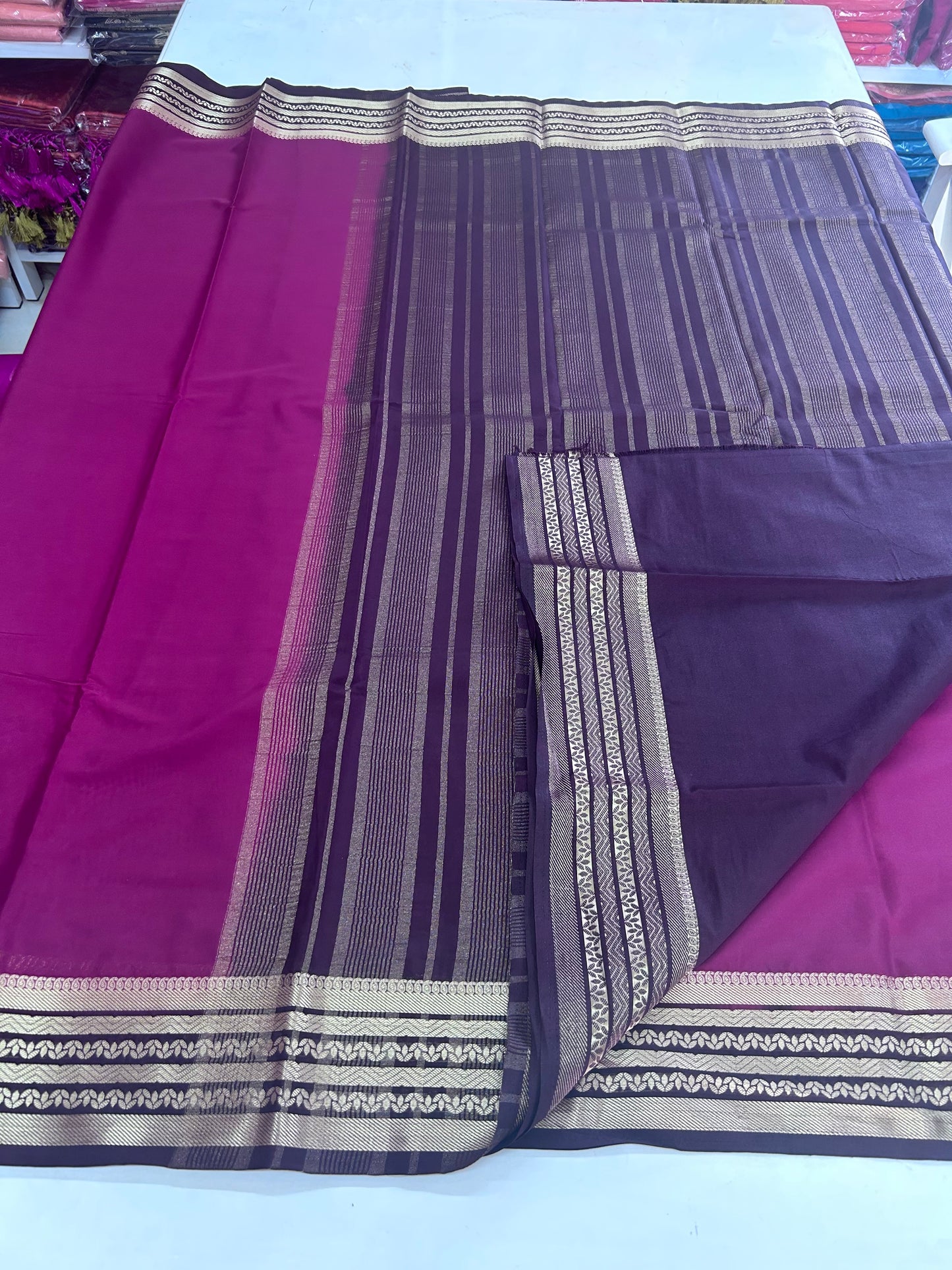 Semi Mysore Crepe (Lotus Sequence Border)