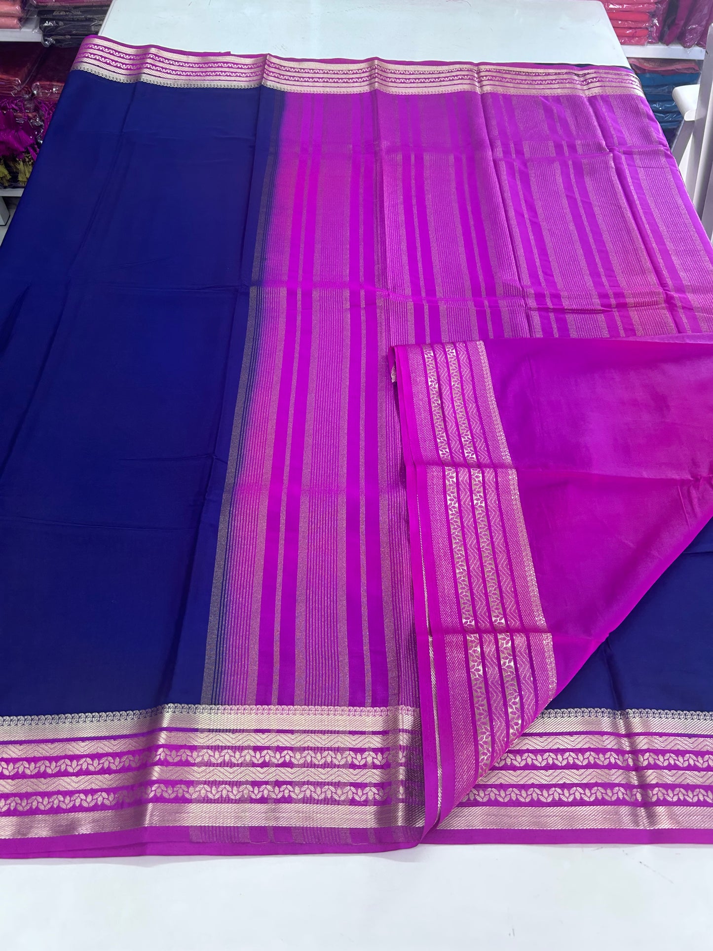 Semi Mysore Crepe (Lotus Sequence Border)