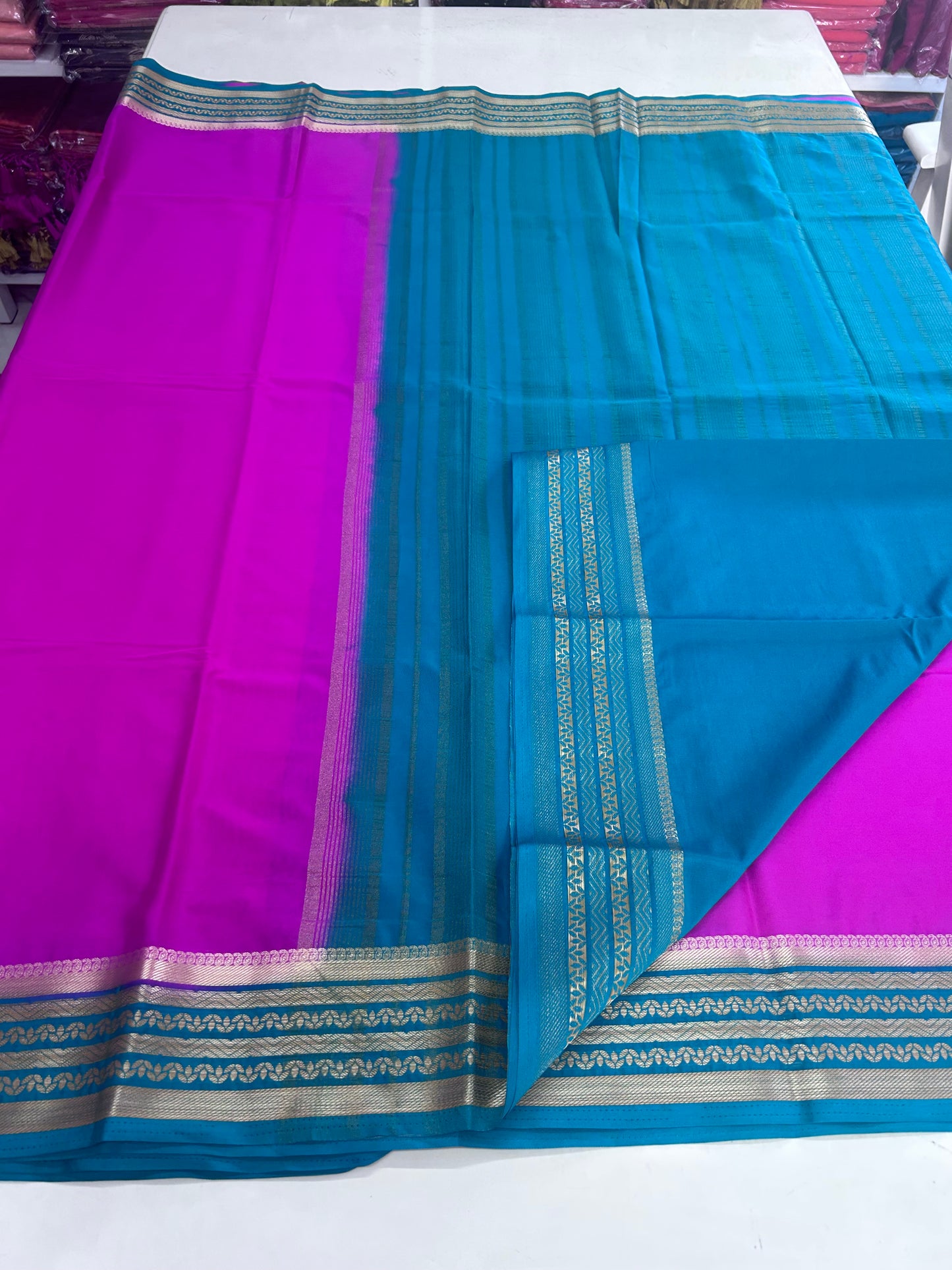 Semi Mysore Crepe (Lotus Sequence Border)