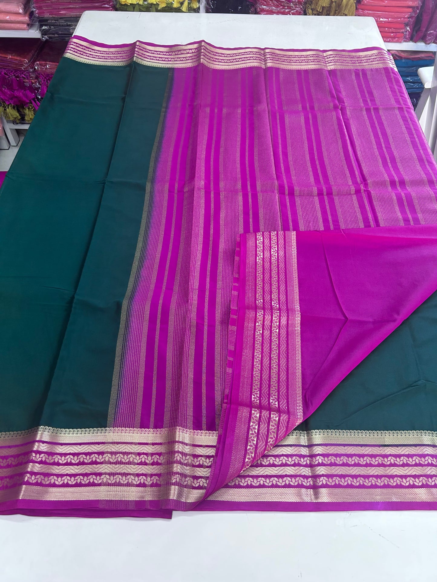 Semi Mysore Crepe (Lotus Sequence Border)