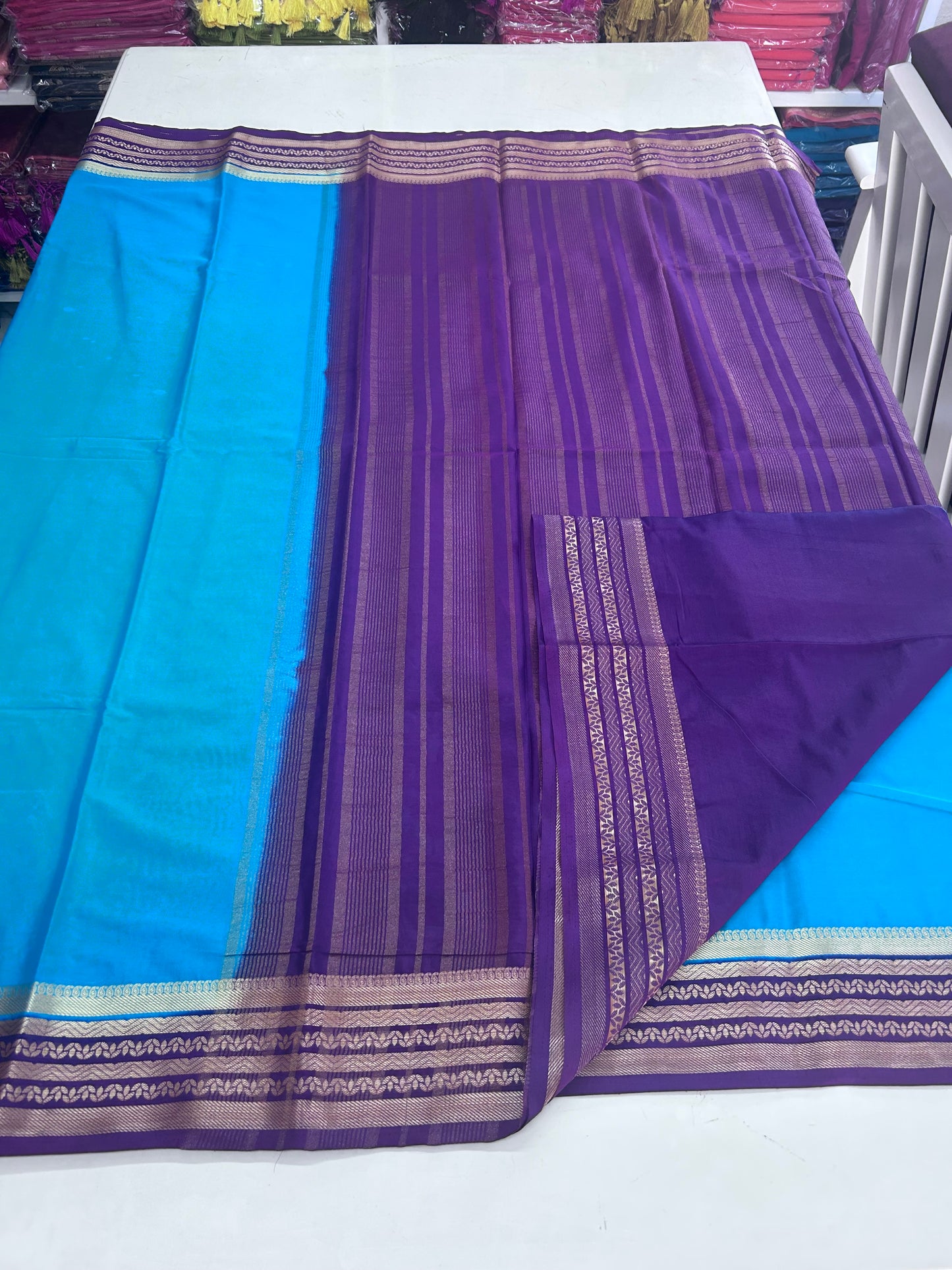 Semi Mysore Crepe (Lotus Sequence Border)
