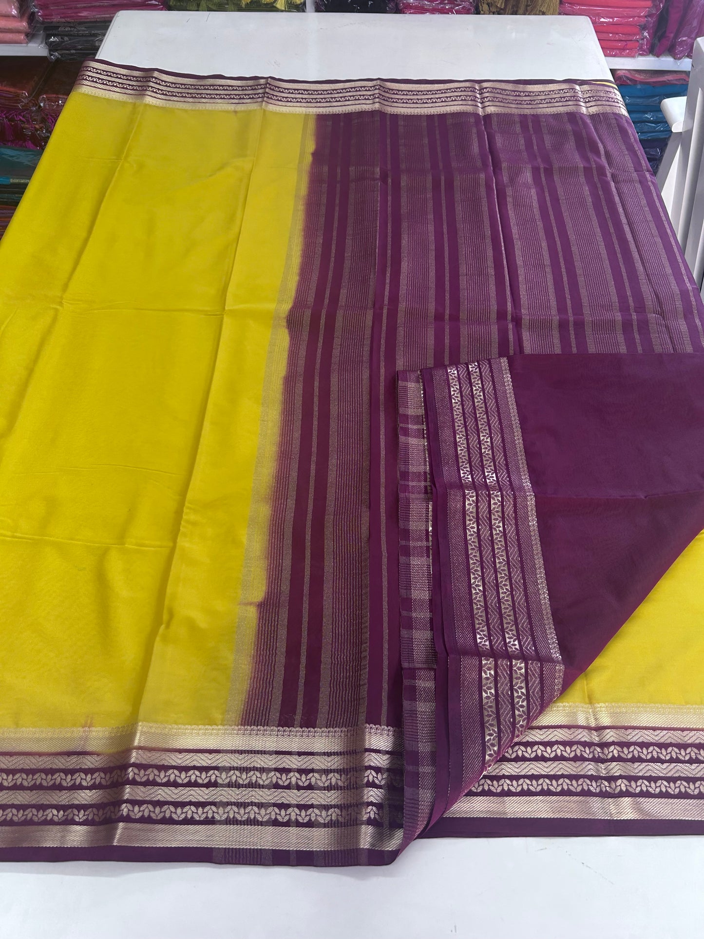 Semi Mysore Crepe (Lotus Sequence Border)