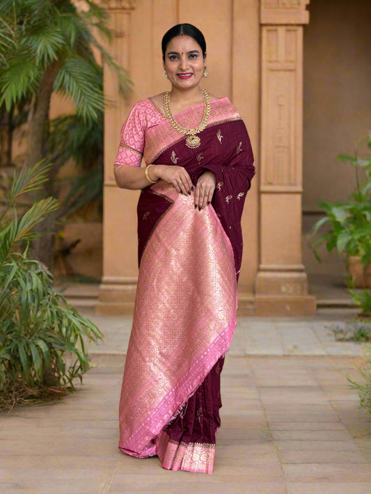 Embossed Crepe Georgette (Rice Grains Motifs)