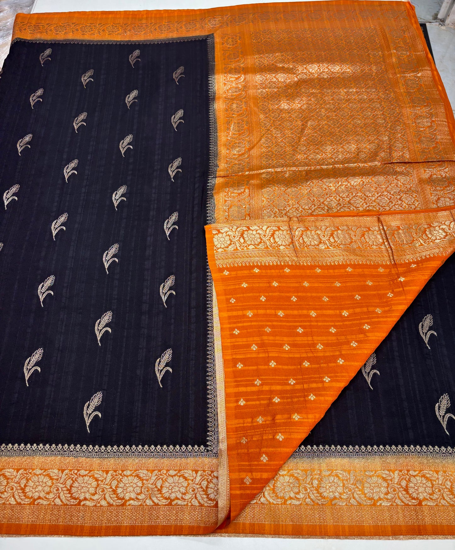 Embossed Crepe Georgette (Rice Grains Motifs)