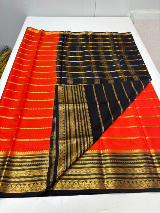 Semi Mysore Crepe (Horizontal Line and SS Big Border)