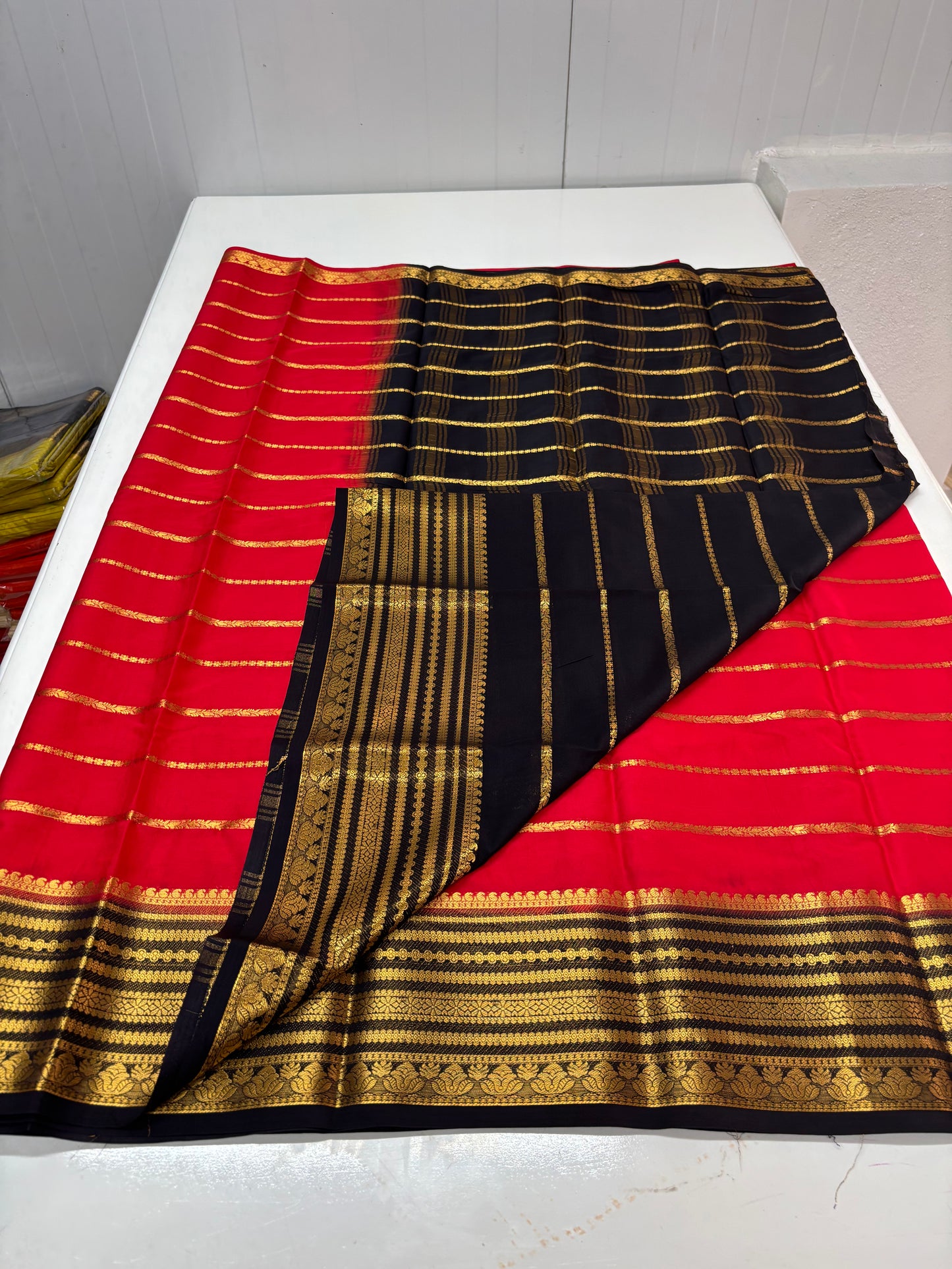Semi Mysore Crepe (Horizontal Line and SS Big Border)