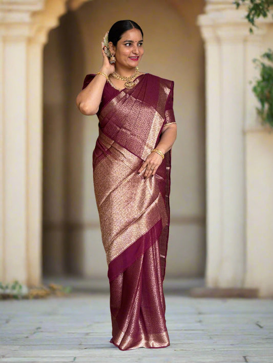 Semi Mysore Brocade (Floral Jari Brocade and Rich Pallu)