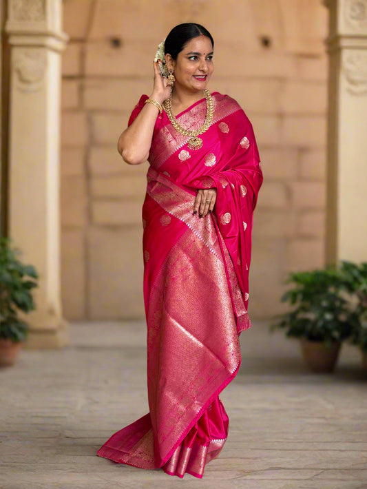 Banarasi Satin (Premium, Rose Motifs)