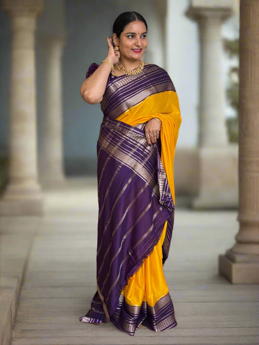 Semi Mysore Crepe (Rudrakshi Bentex Border)