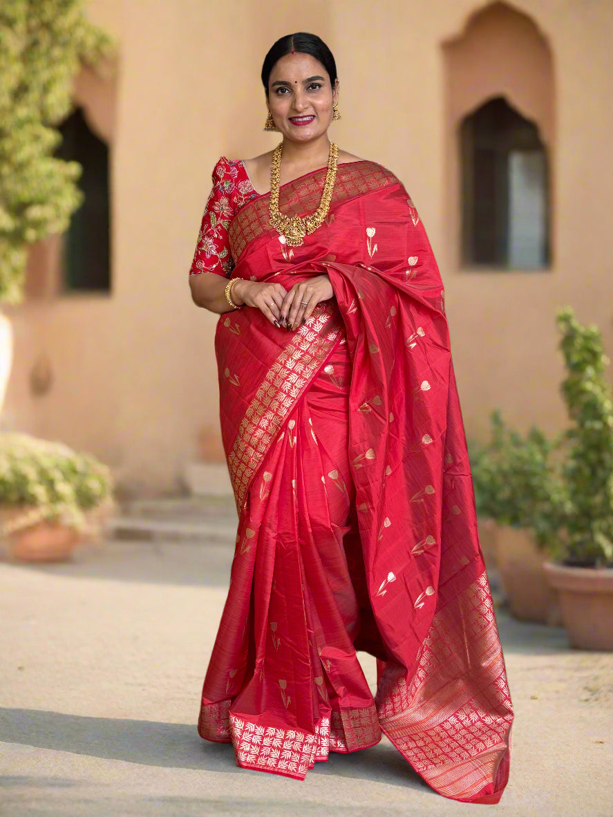 Semi Tussar (Premium, Tulips Motifs)