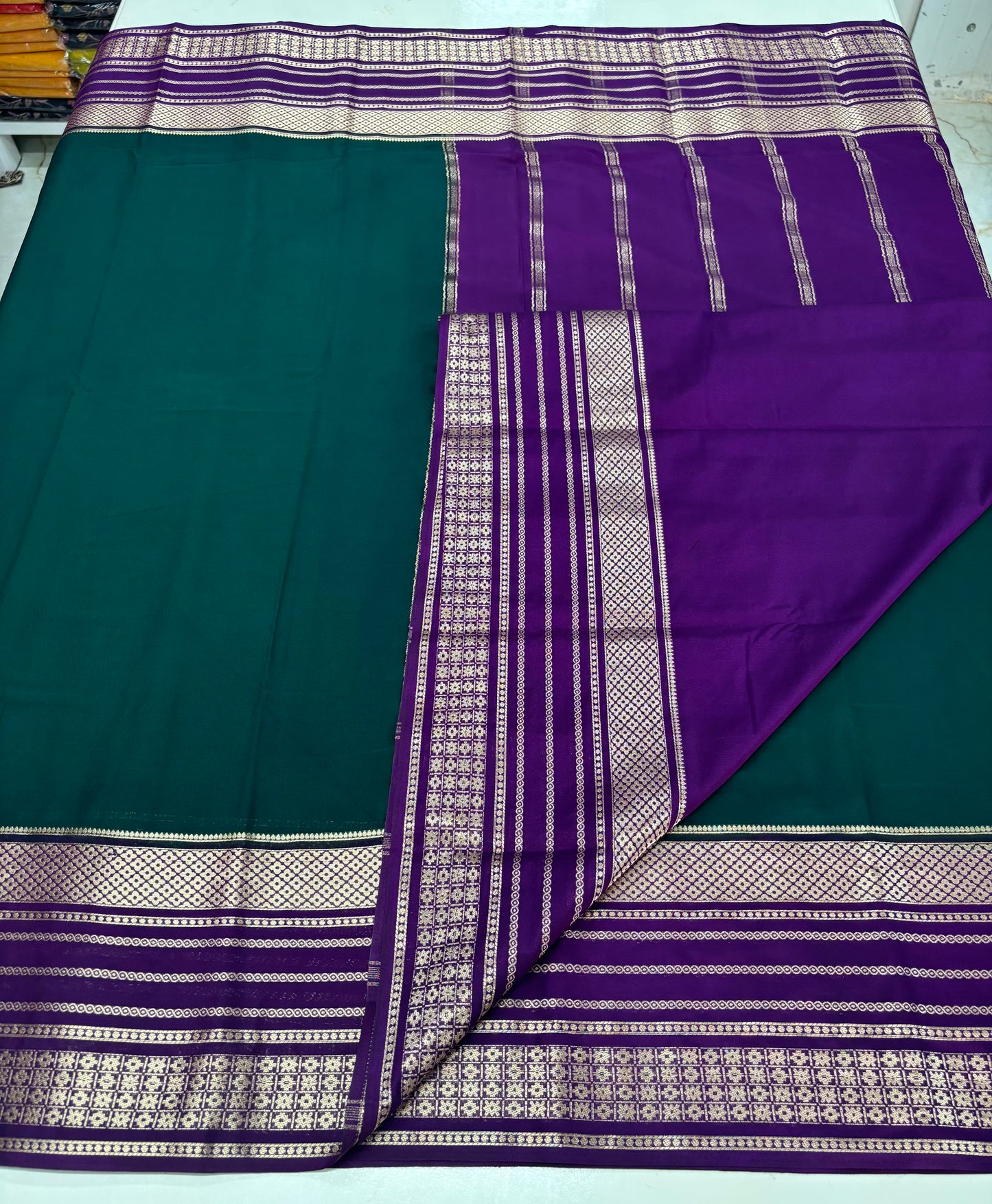 Semi Mysore Crepe (Rudrakshi Bentex Border)