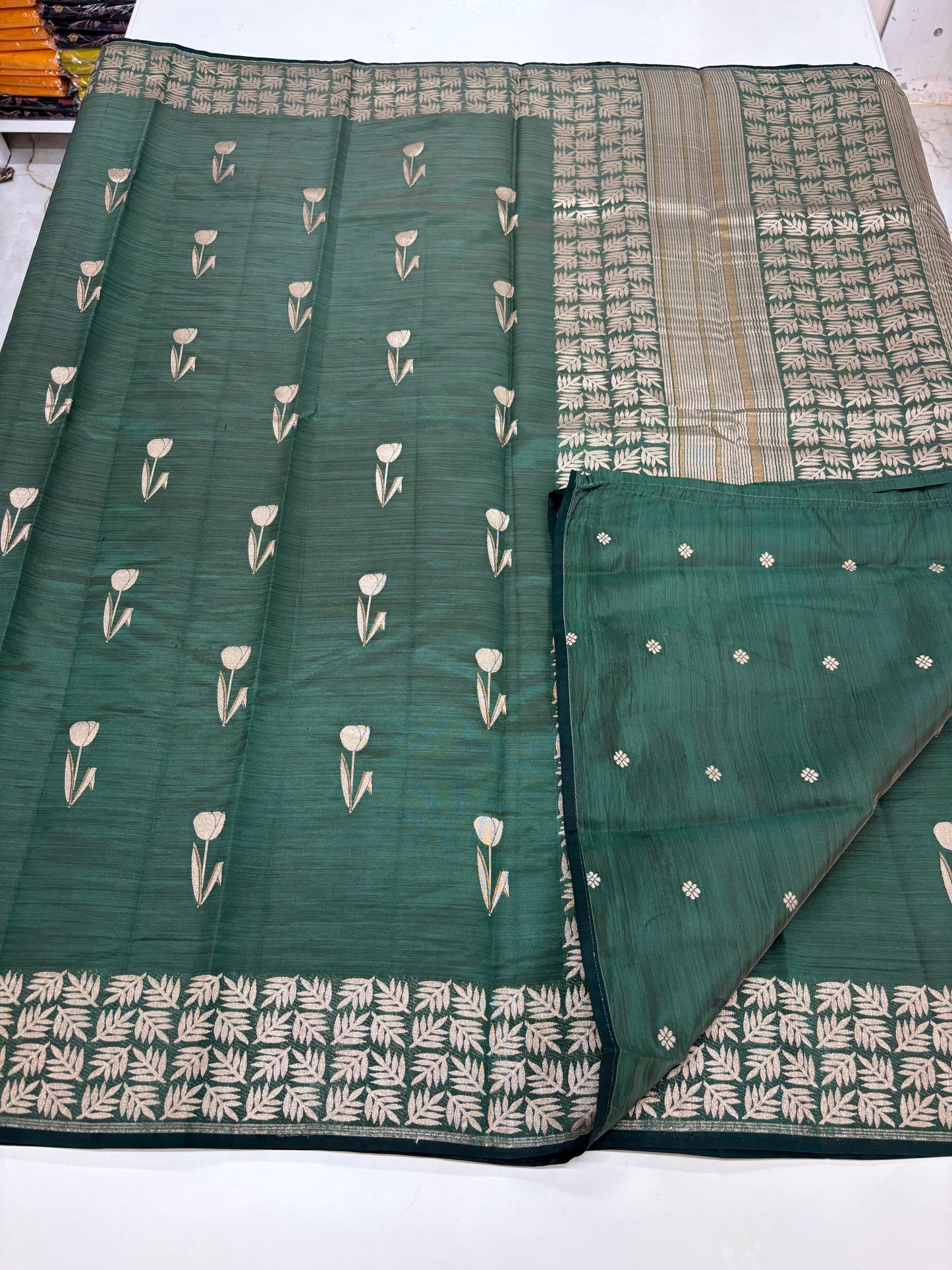 Semi Tussar (Premium, Tulips Motifs)