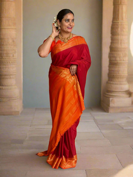 Semi Mysore Crepe (Premium, 1 Line Flowers Border)