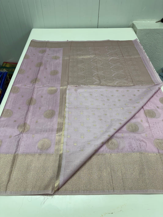 Banarasi Khaddi Georgette (Round Motifs and Sequence Work)