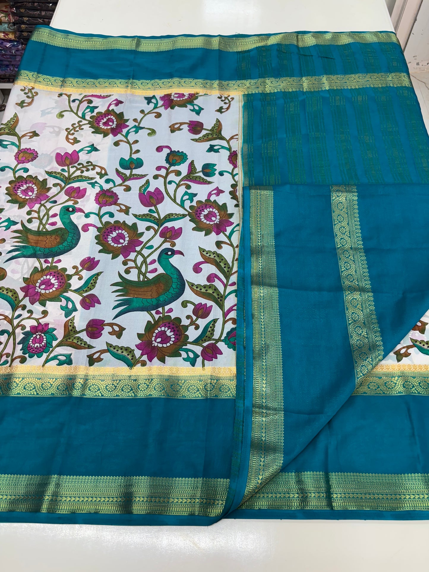 Semi Mysore Crepe (Kalamkari Print, Bentex Border)