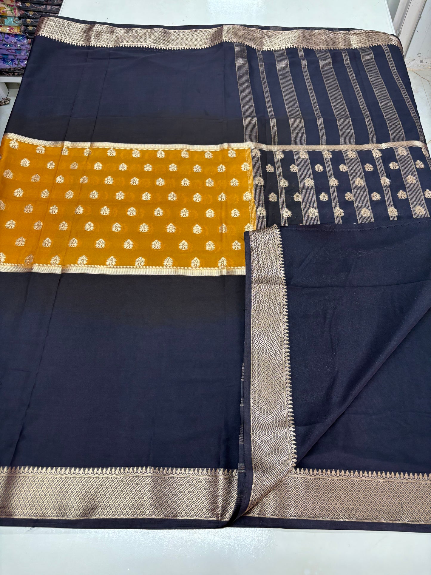 Semi Mysore Crepe (Premium, 2D, Center Motifs)