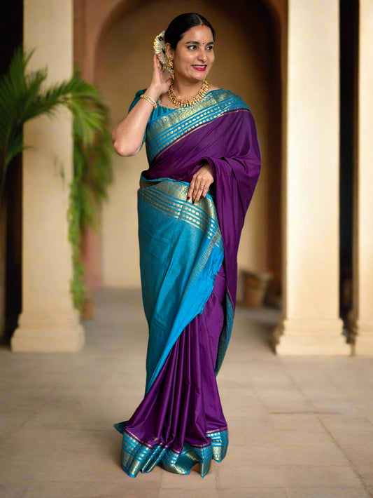 Semi Mysore Crepe (Mango and Dots Border)