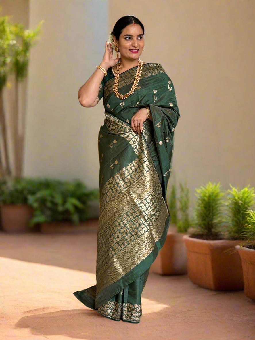 Semi Tussar (Premium, Tulips Motifs)