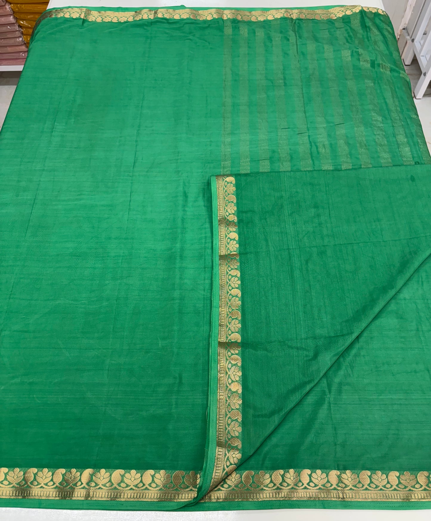 Semi Mysore Crepe (Self, Small Mango and Floral Border)