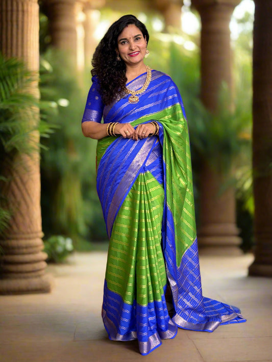 Semi Mysore Crepe (Leheriya Pattern, 2D)