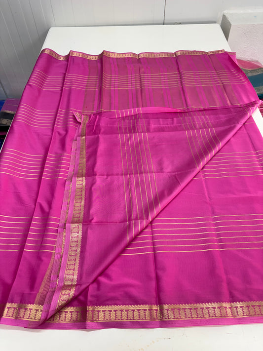 Semi Mysore Crepe (Small Border, Striped, Self)