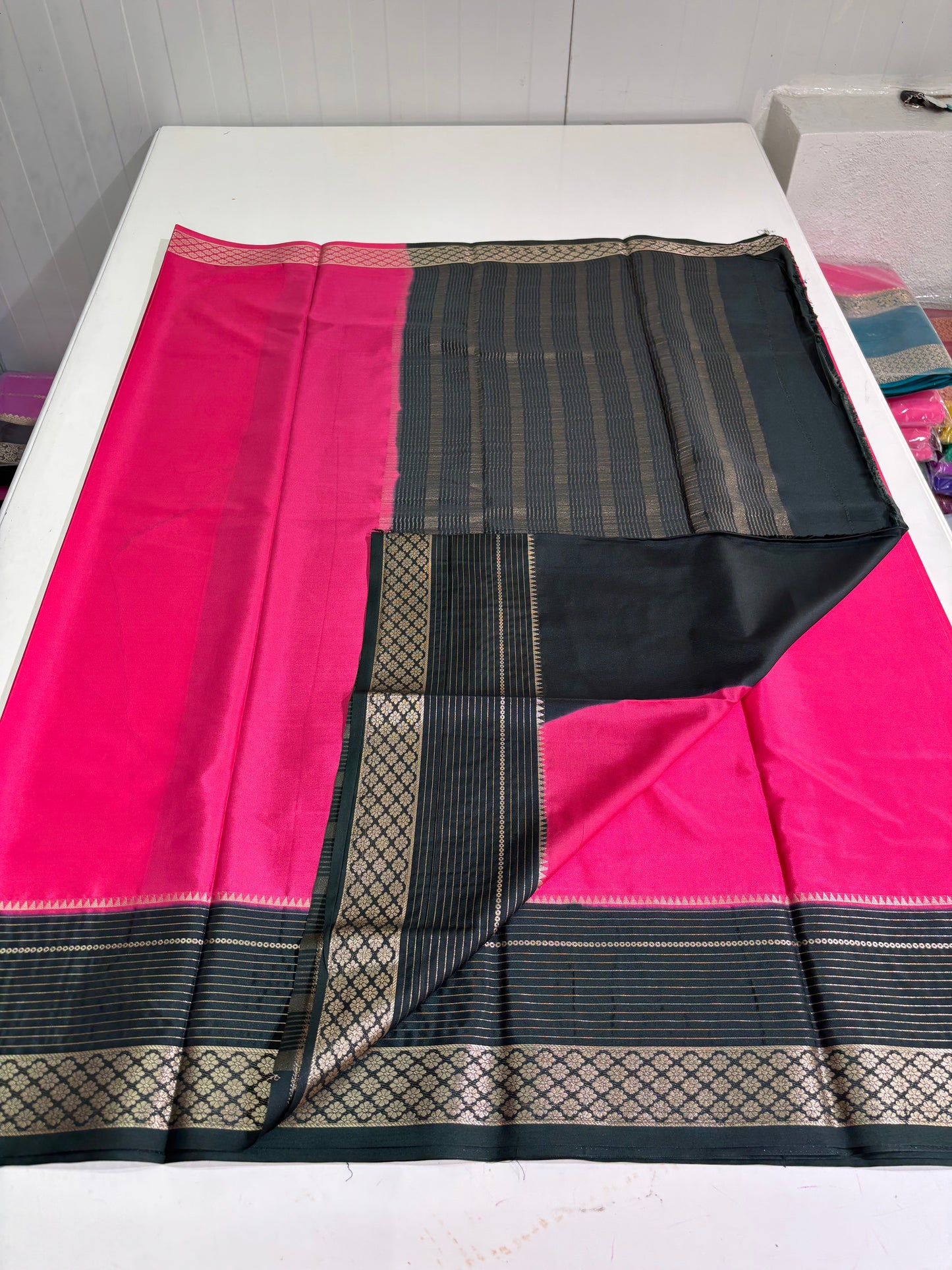Semi Mysore Crepe (SS Sequence Lines Border)