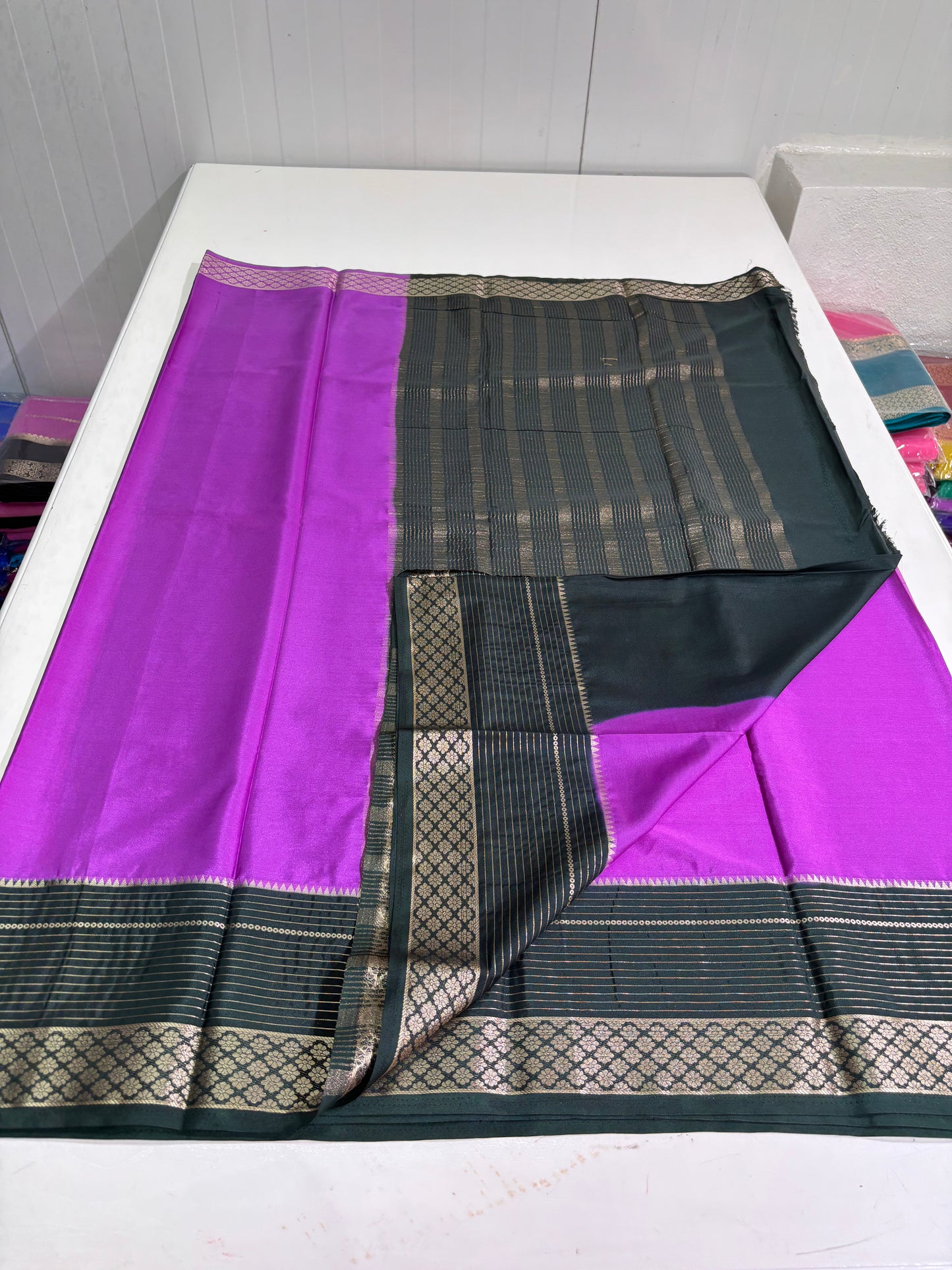 Semi Mysore Crepe (SS Sequence Lines Border)