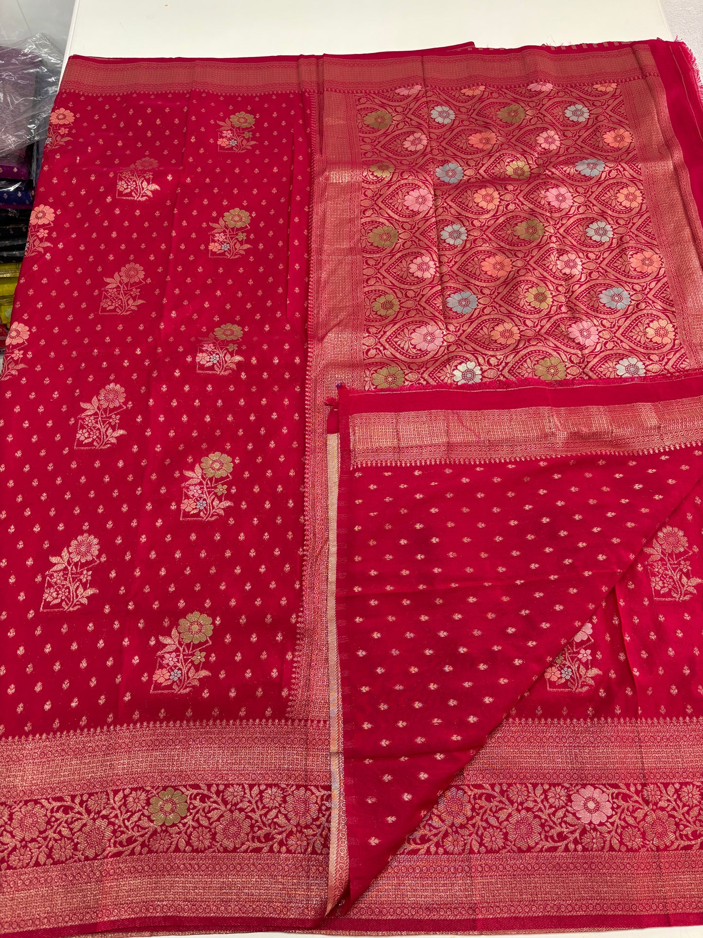 Banarasi Khaddi Georgette (Floral Meena Motifs)