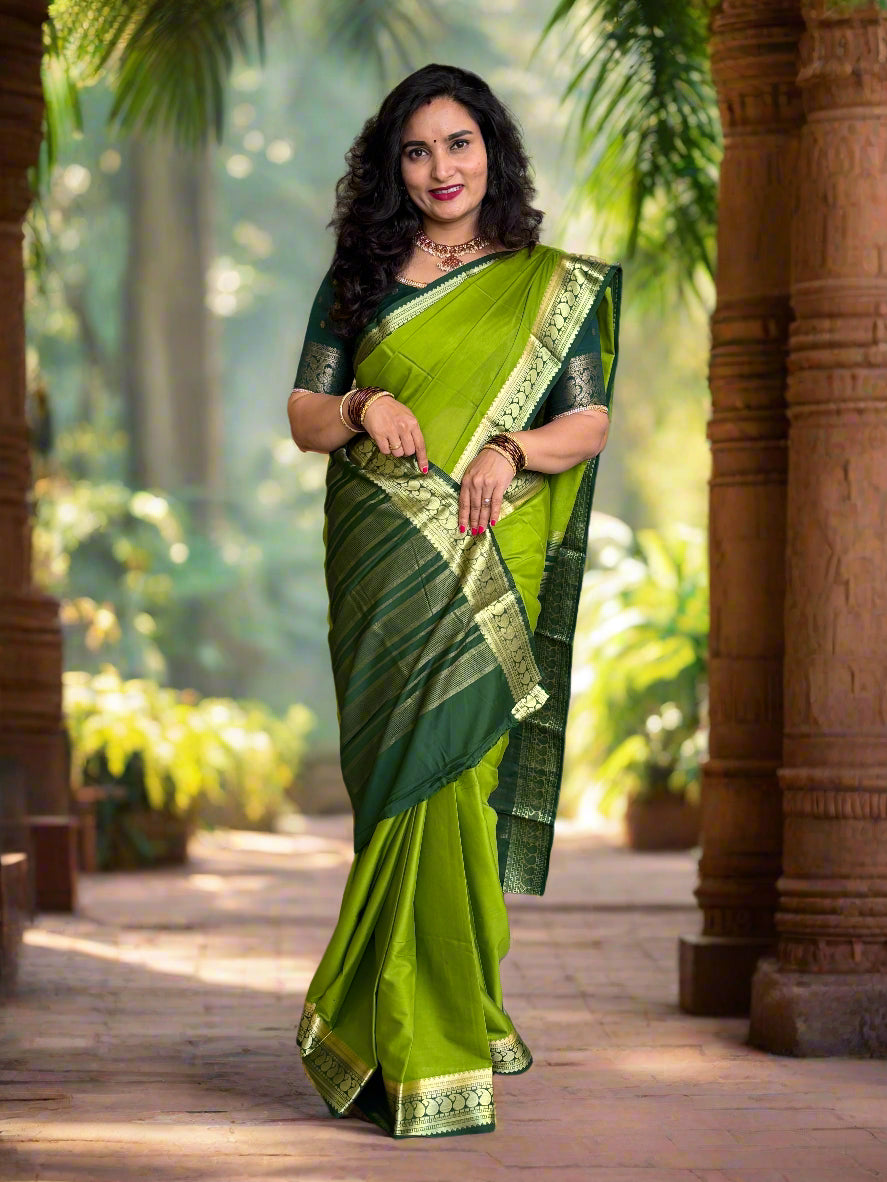 Semi Mysore Crepe (Rich Mango Sequence Border)