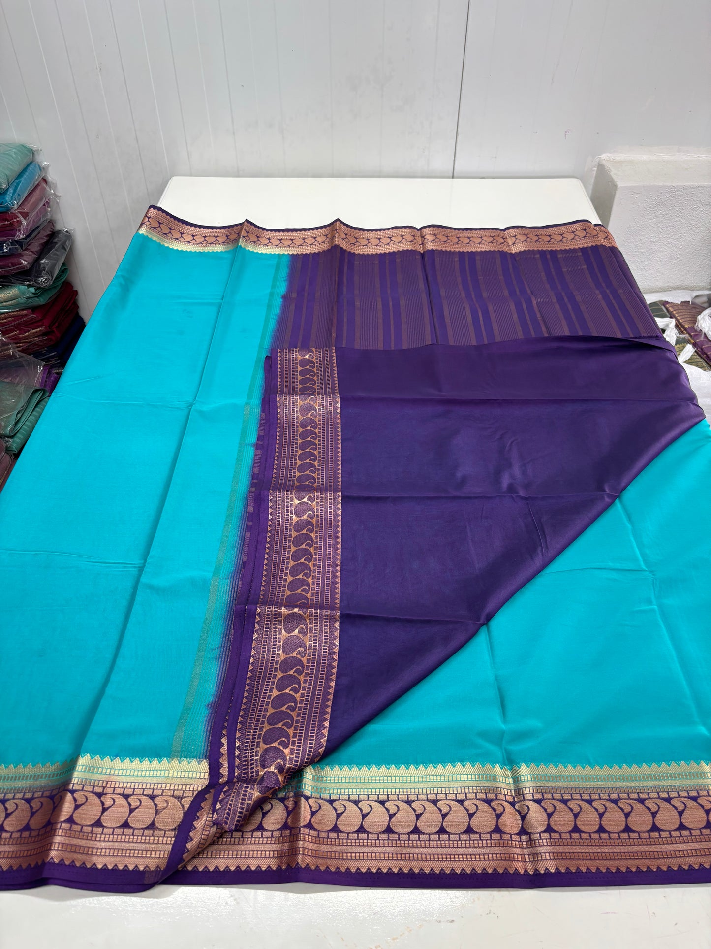 Semi Mysore Crepe (Rich Mango Sequence Border)