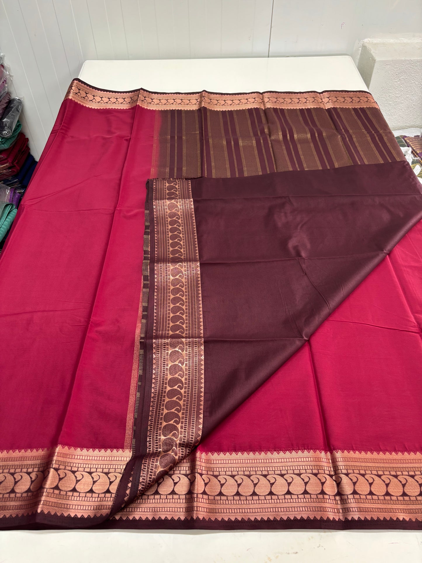 Semi Mysore Crepe (Rich Mango Sequence Border)