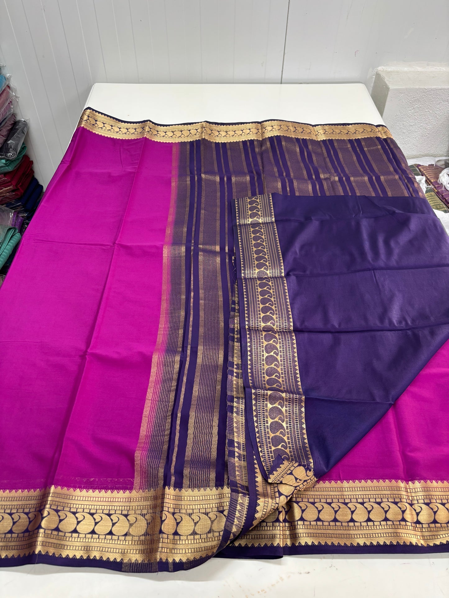 Semi Mysore Crepe (Rich Mango Sequence Border)