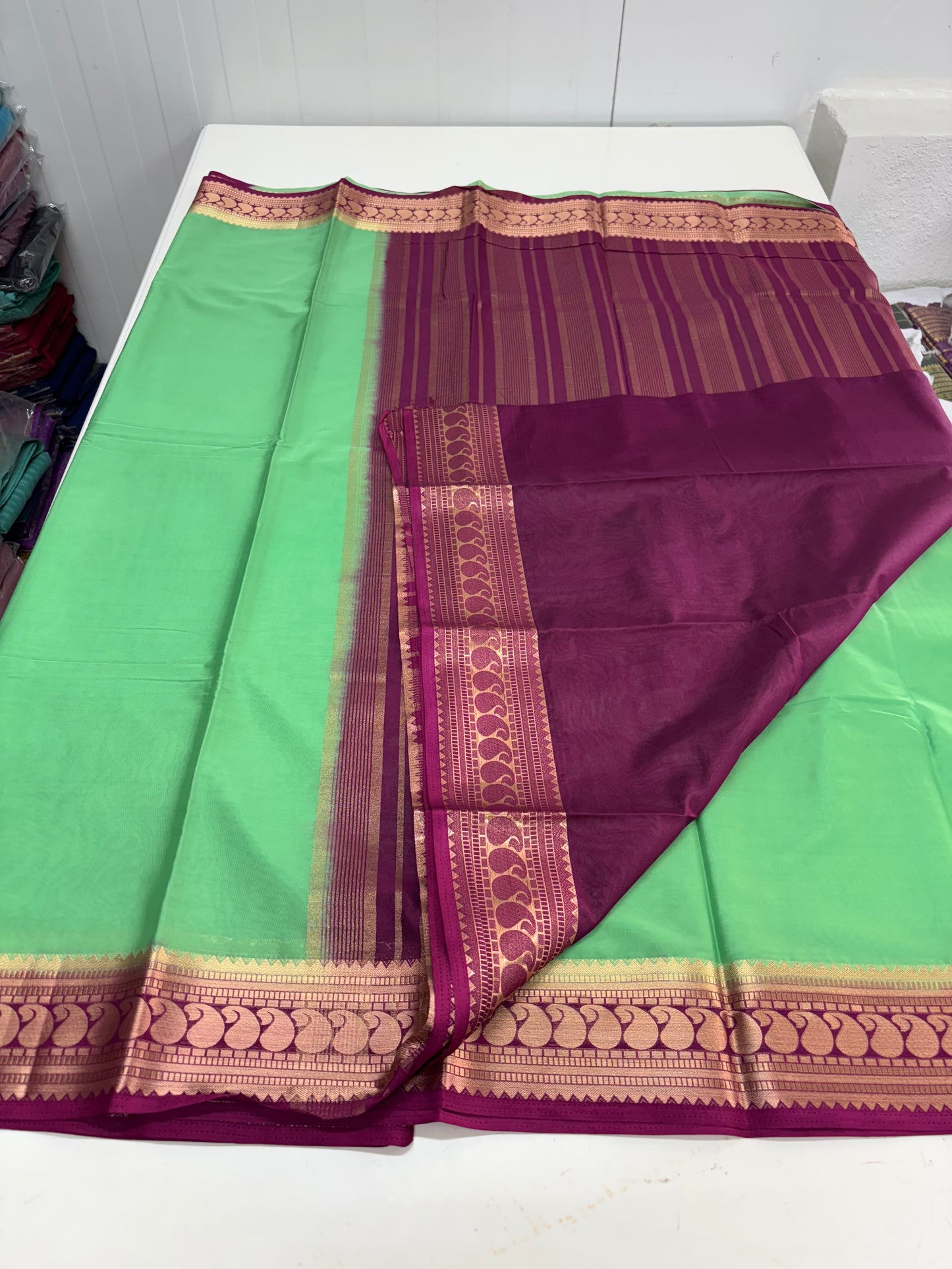 Semi Mysore Crepe (Rich Mango Sequence Border)