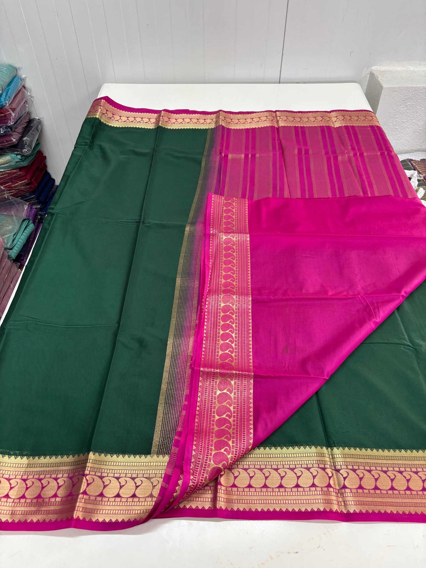 Semi Mysore Crepe (Rich Mango Sequence Border)