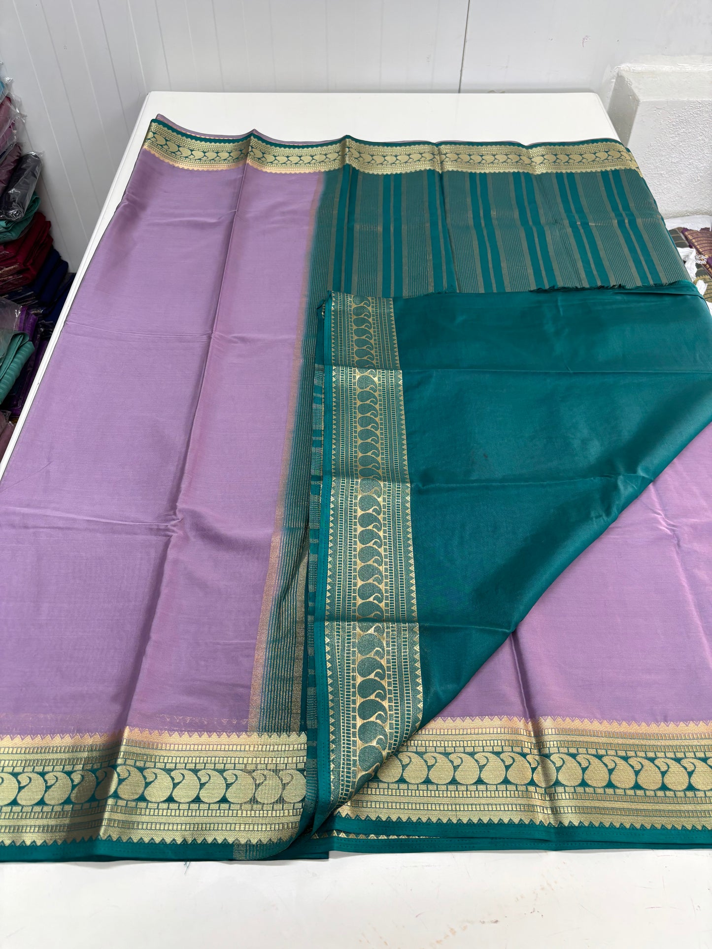 Semi Mysore Crepe (Rich Mango Sequence Border)