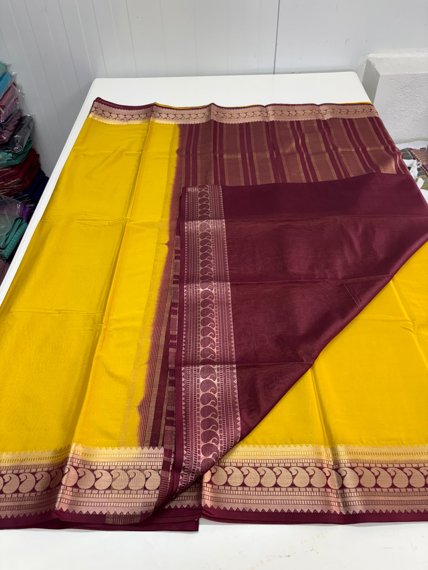 Semi Mysore Crepe (Rich Mango Sequence Border)