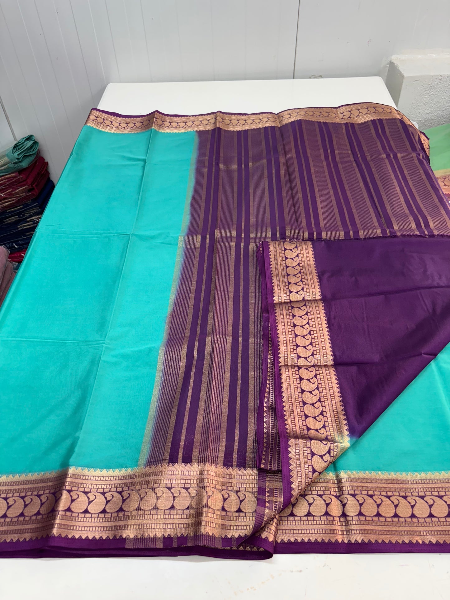 Semi Mysore Crepe (Rich Mango Sequence Border)