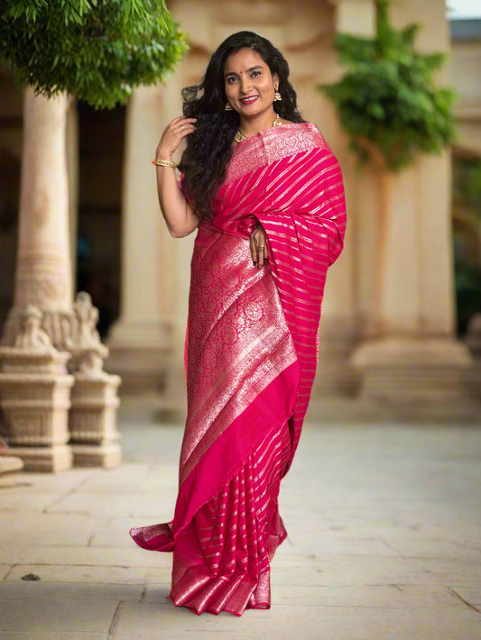 Banarasi Georgette (Grand Pallu and Rich Leaf Border)