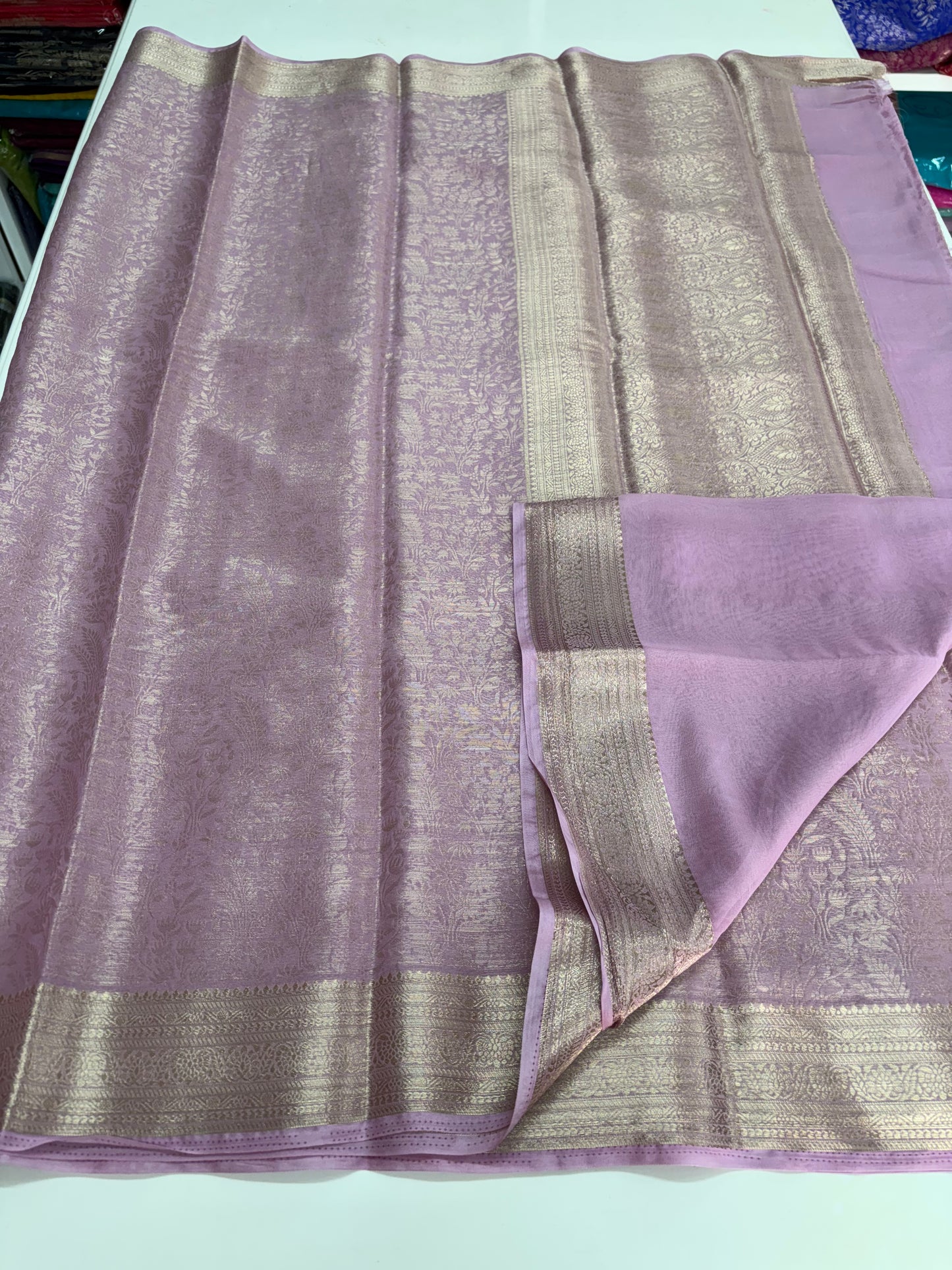 Semi Mysore Brocade (Beautiful Plants and Flowers Jari Brocade Weaving)