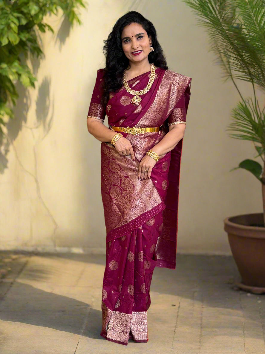 Banarasi Khaddi Georgette (Round Motifs and Sequence Work)